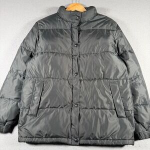 Vintage GAP Men Puffer Down Jacket Gray Full Zip Quilted Winter Warm Size Medium